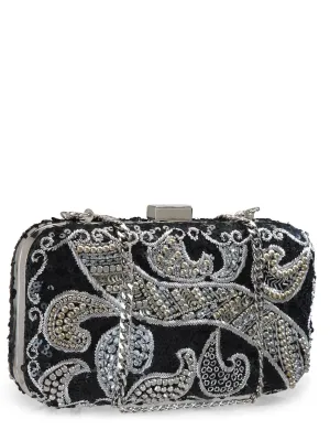 Metallic Thread & Sequins Embellished Clutch