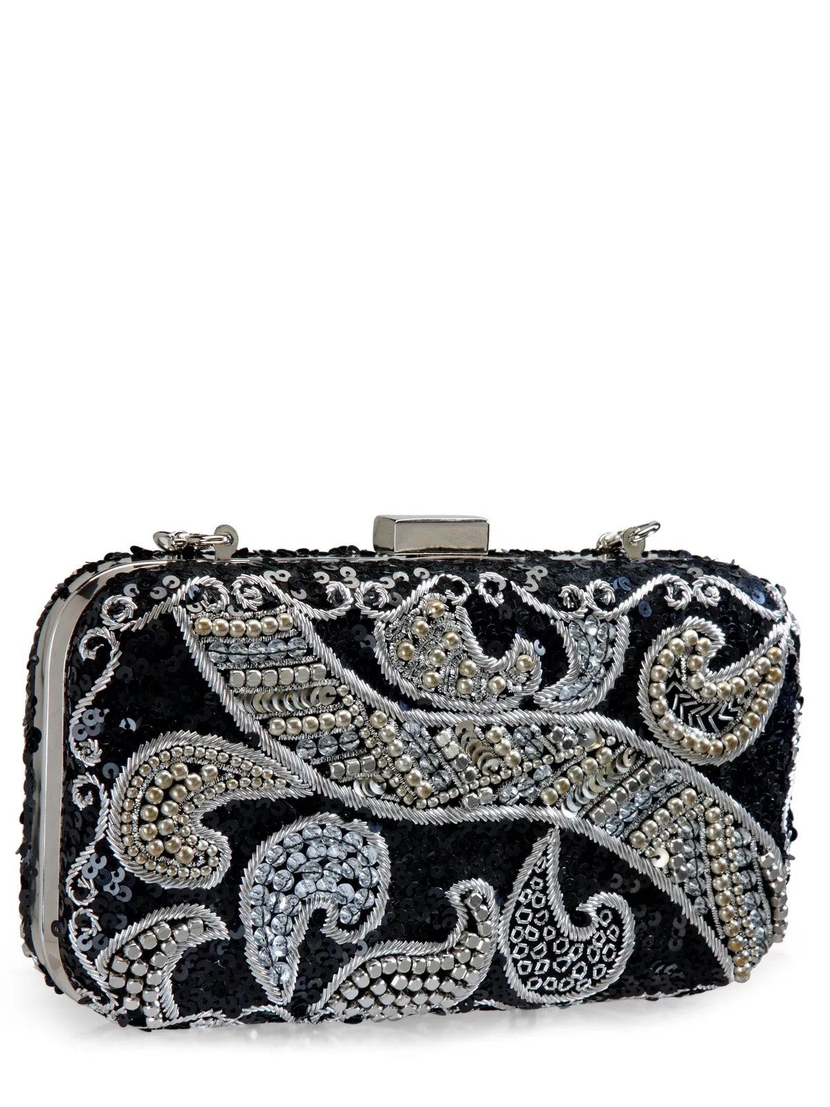 Metallic Thread & Sequins Embellished Clutch