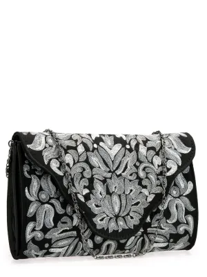 Metallic Thread Embroidered Clutch