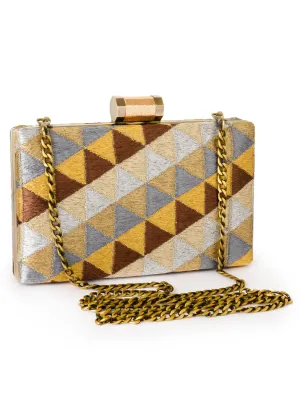 Metallic Thread Geometric Box Clutch