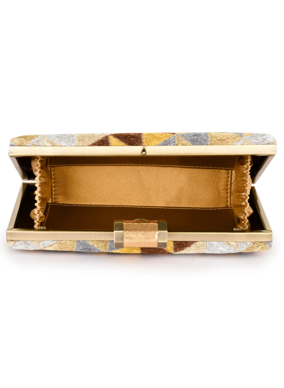 Metallic Thread Geometric Box Clutch