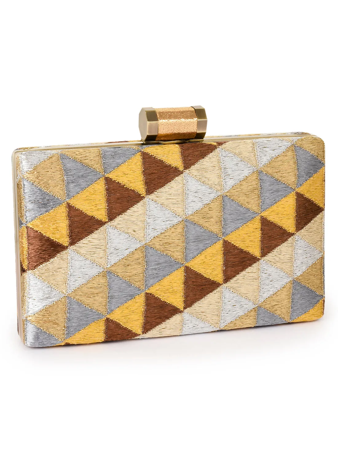 Metallic Thread Geometric Box Clutch