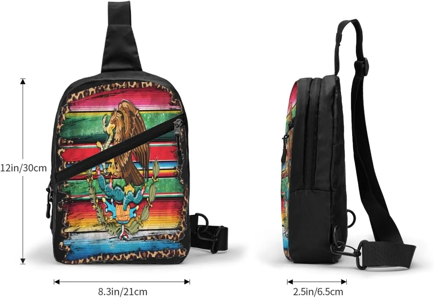 Mexico Mexican Eagle Flag Portable Crossbody Bag Foldable Sling Bags Sports Gym Chest Daypack Reusable Shoulder Backpack Casual Diagonally Rucksack Fanny Packs