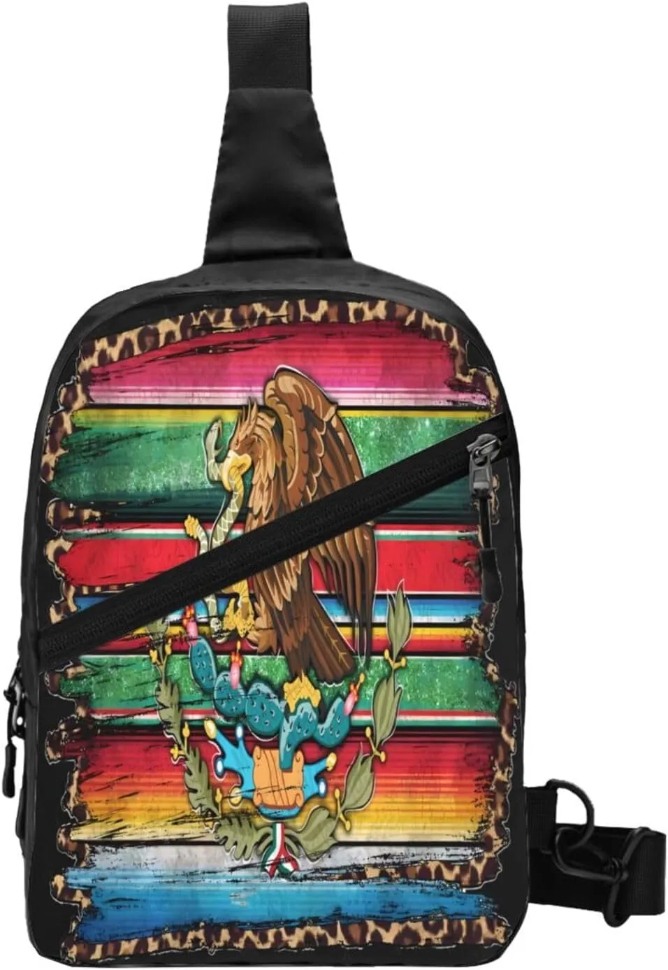 Mexico Mexican Eagle Flag Portable Crossbody Bag Foldable Sling Bags Sports Gym Chest Daypack Reusable Shoulder Backpack Casual Diagonally Rucksack Fanny Packs