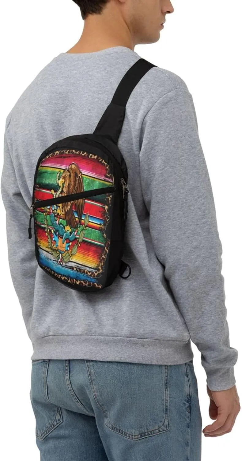 Mexico Mexican Eagle Flag Portable Crossbody Bag Foldable Sling Bags Sports Gym Chest Daypack Reusable Shoulder Backpack Casual Diagonally Rucksack Fanny Packs