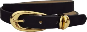 Microfiber Suede Belt w. Classic Skinny Gold Buckle and Loop