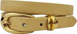 Microfiber Suede Belt w. Classic Skinny Gold Buckle and Loop