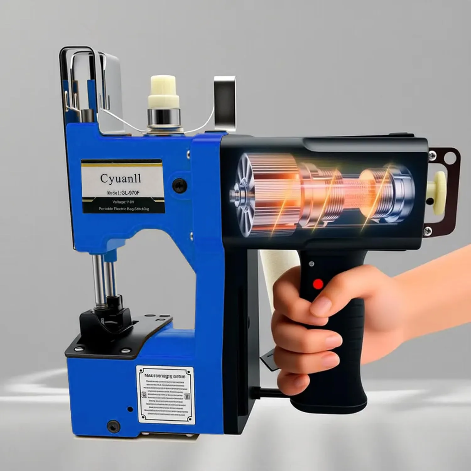 Mini Bag Closing Machine-Electric Portable Bag Sewing Machine 2s/bag,Bag Closer Automatic Woven Bag Sewer Packing Machine for Burlap PP Woven Kraft Paper Bag Feed Sacks Rice Bags Seed Bags-Blue