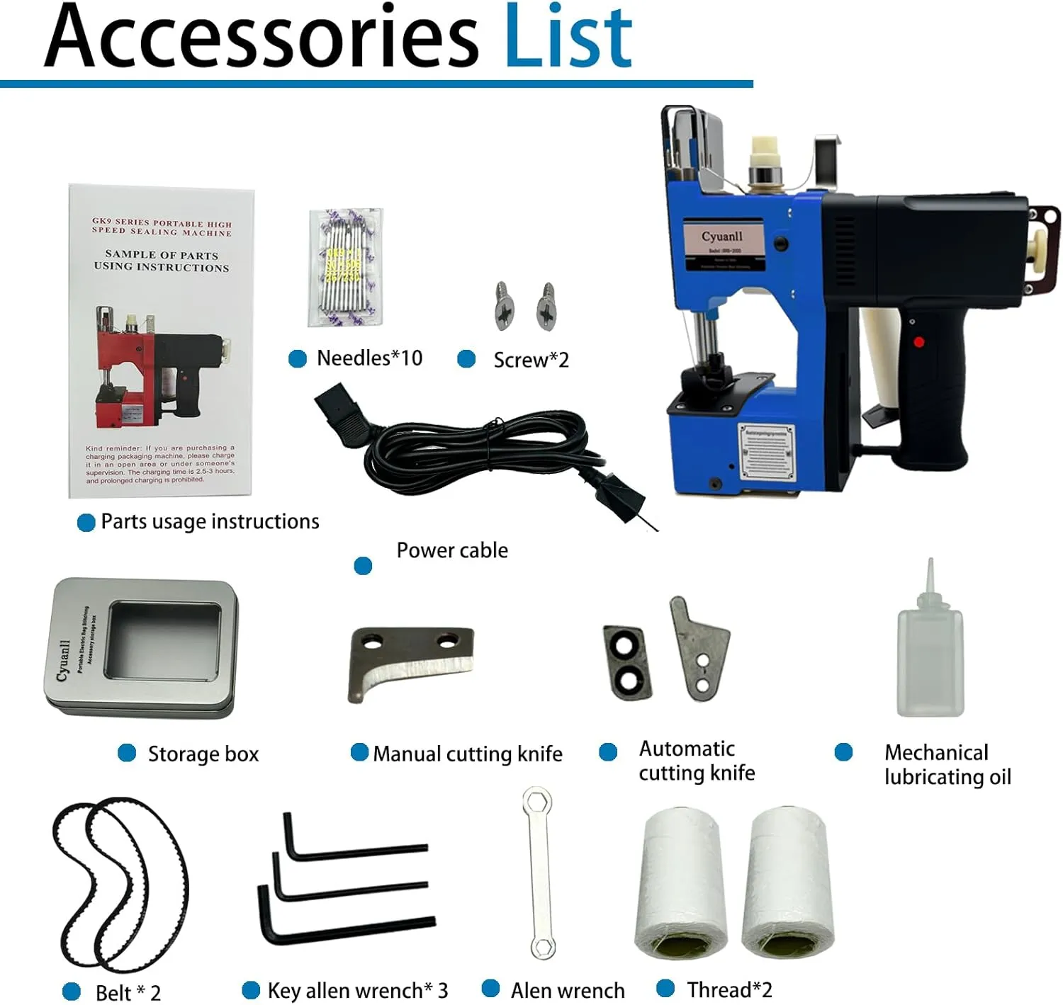 Mini Bag Closing Machine-Electric Portable Bag Sewing Machine 2s/bag,Bag Closer Automatic Woven Bag Sewer Packing Machine for Burlap PP Woven Kraft Paper Bag Feed Sacks Rice Bags Seed Bags-Blue