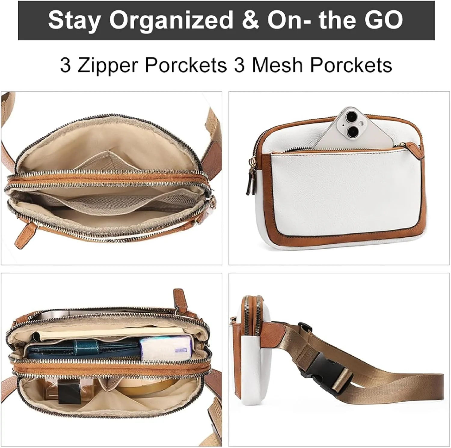 Mini Belt Bag for Women, RFID Small Fanny Pack, Womens Fashion Waist Packs with Extender Strap, Crossbody Bum Bags