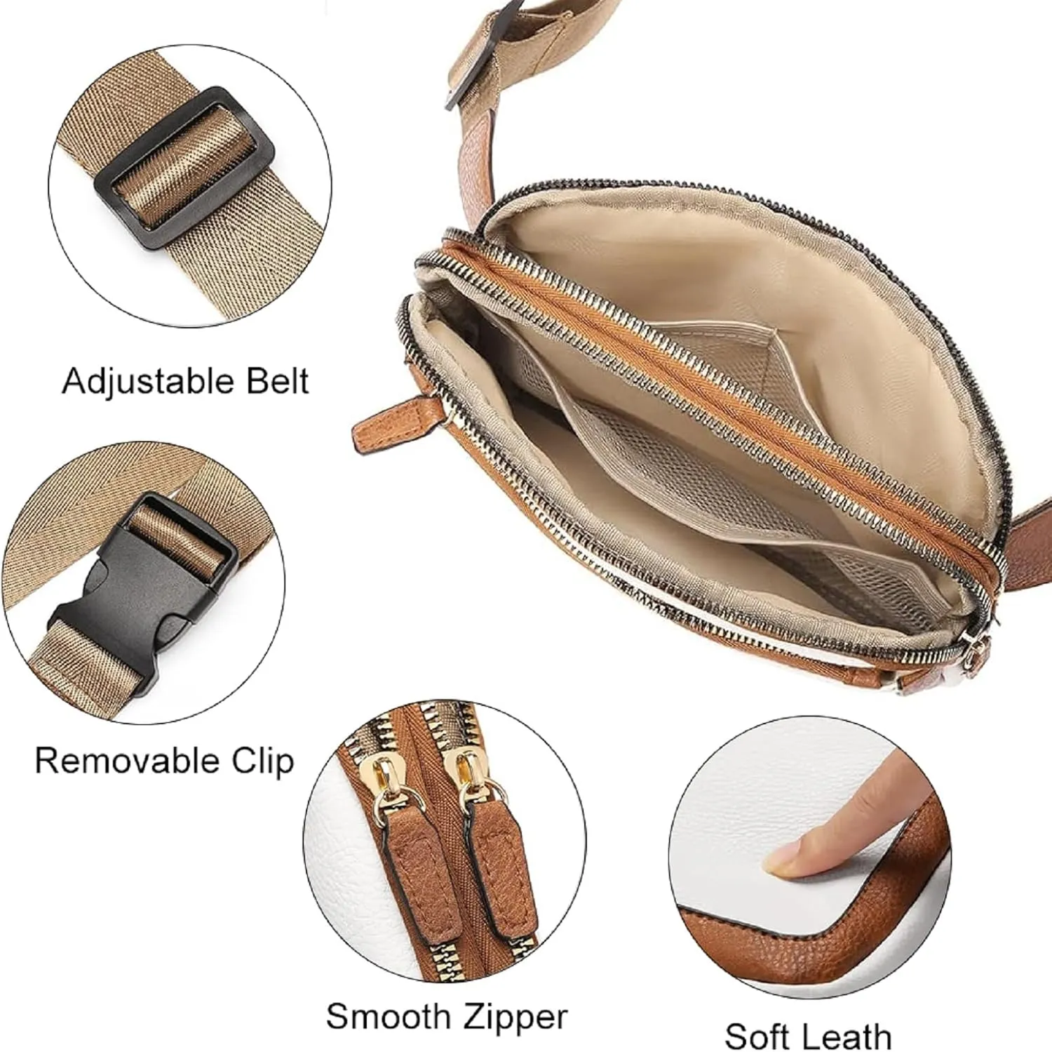 Mini Belt Bag for Women, RFID Small Fanny Pack, Womens Fashion Waist Packs with Extender Strap, Crossbody Bum Bags
