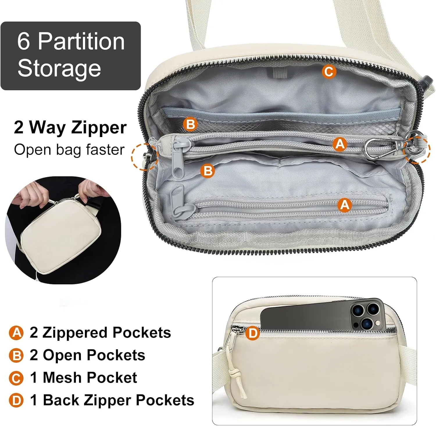 Mini Belt Bag for Women, RFID Small Fanny Pack, Womens Fashion Waist Packs with Extender Strap, Crossbody Bum Bags