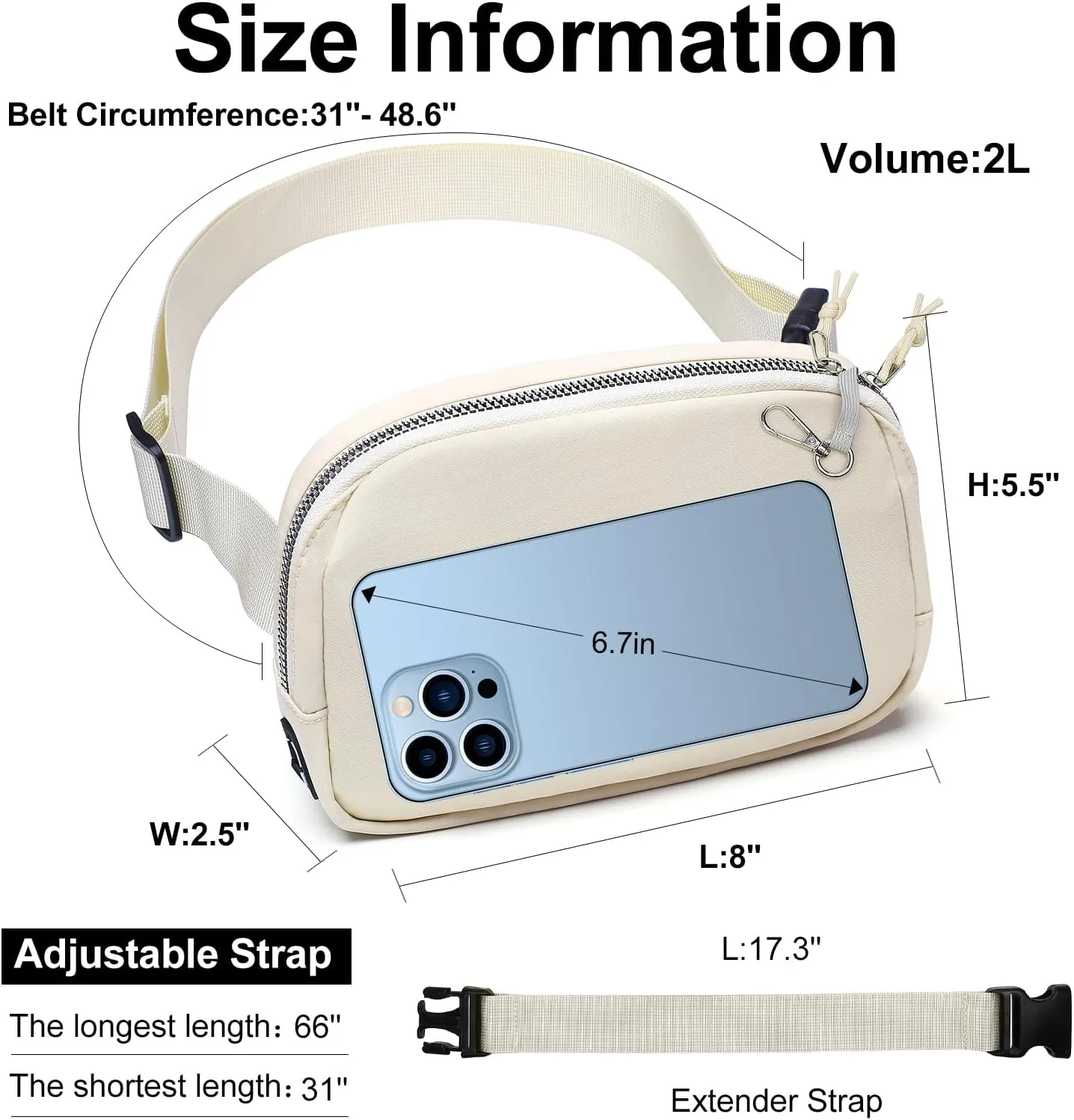 Mini Belt Bag for Women, RFID Small Fanny Pack, Womens Fashion Waist Packs with Extender Strap, Crossbody Bum Bags