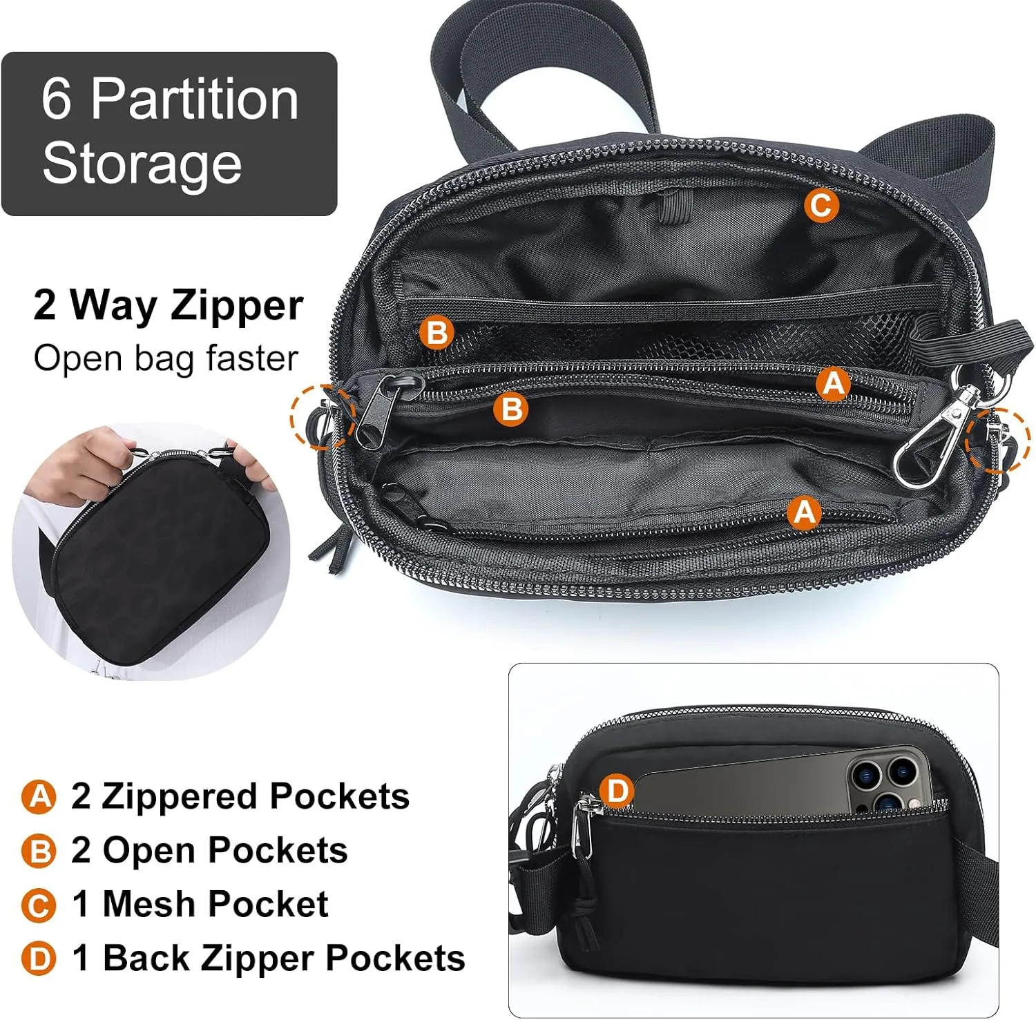 Mini Belt Bag for Women, RFID Small Fanny Pack, Womens Fashion Waist Packs with Extender Strap, Crossbody Bum Bags