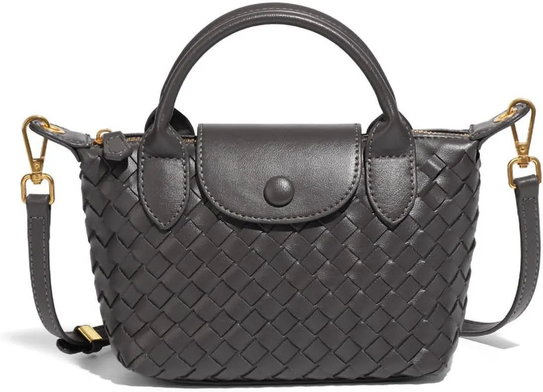 Mini Small Size Braided Luxury Leather Women's top Handle Handbag Fashion Travel Daily Satchel