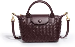 Mini Small Size Braided Luxury Leather Women's top Handle Handbag Fashion Travel Daily Satchel