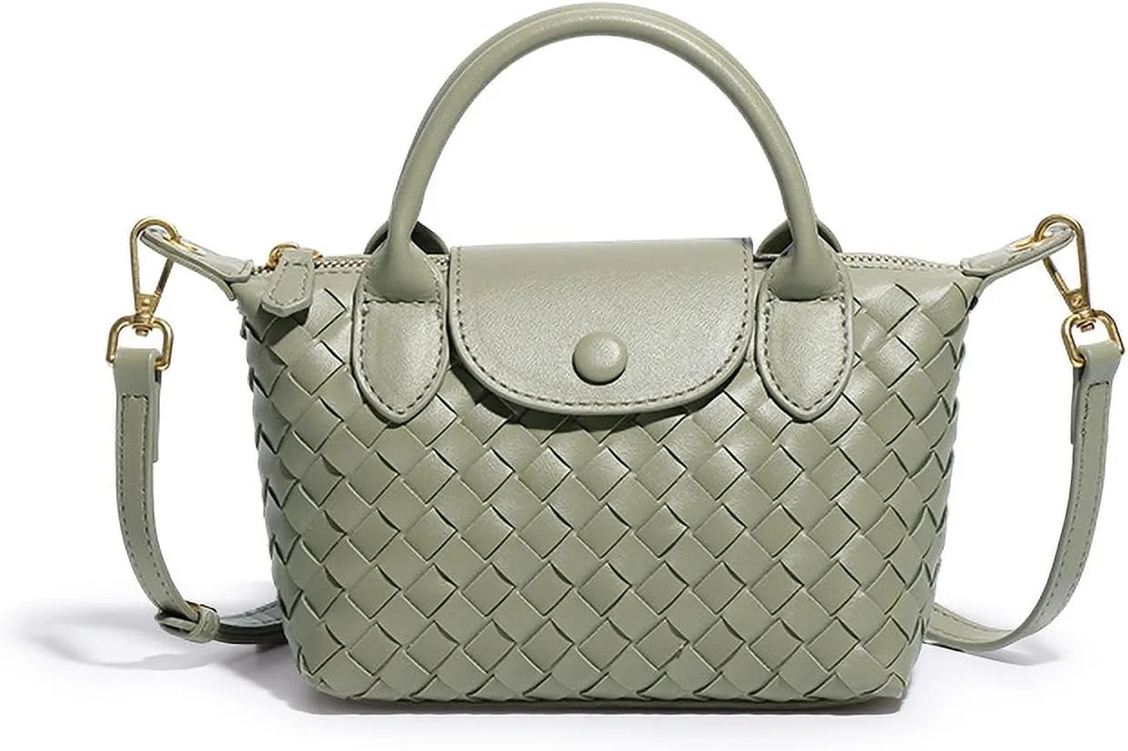 Mini Small Size Braided Luxury Leather Women's top Handle Handbag Fashion Travel Daily Satchel