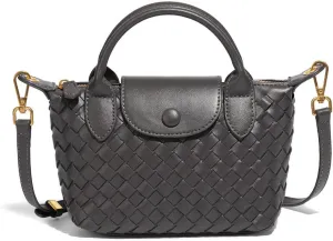 Mini Small Size Braided Luxury Leather Women's top Handle Handbag Fashion Travel Daily Satchel