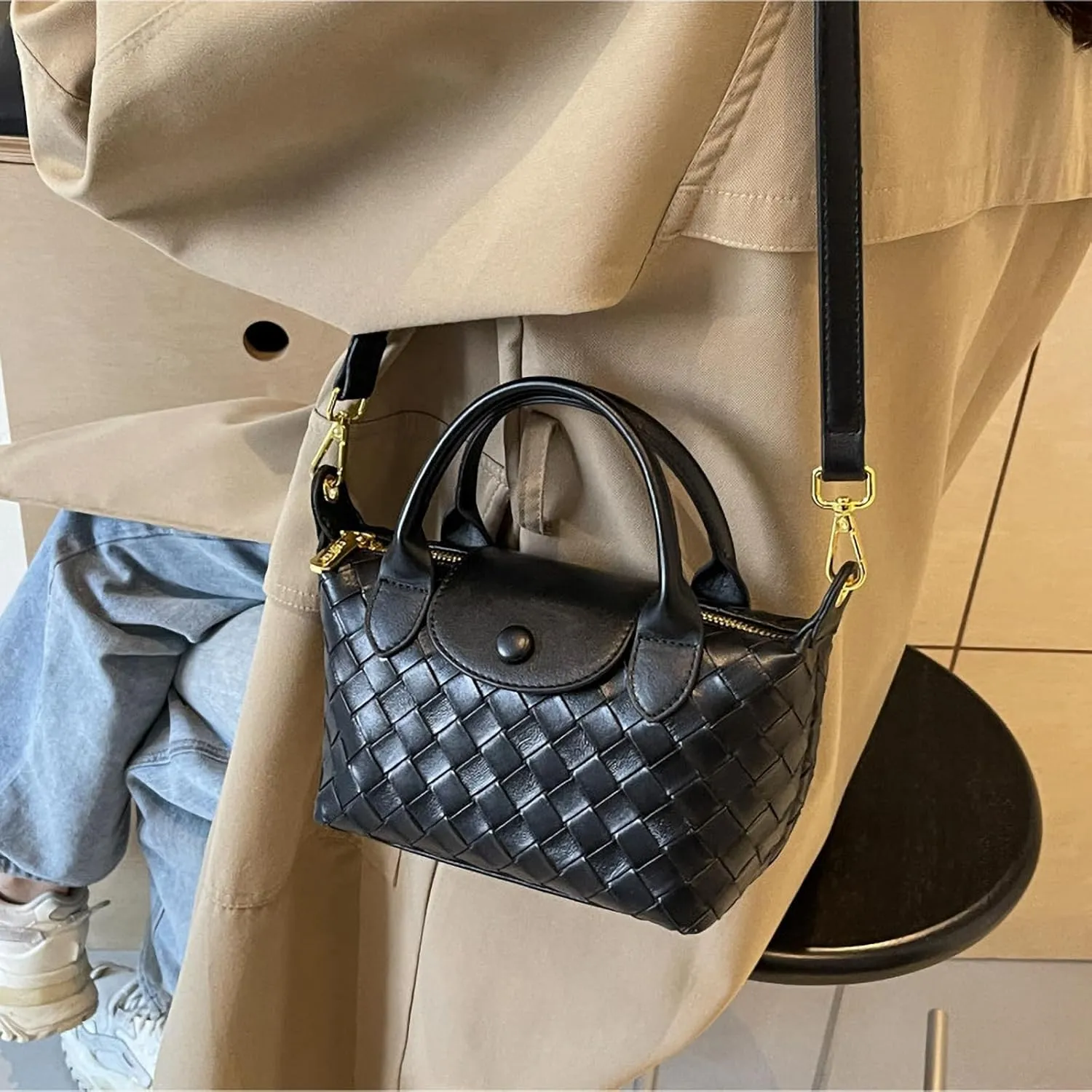 Mini Small Size Braided Luxury Leather Women's top Handle Handbag Fashion Travel Daily Satchel