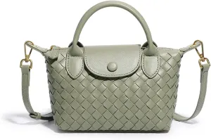Mini Small Size Braided Luxury Leather Women's top Handle Handbag Fashion Travel Daily Satchel