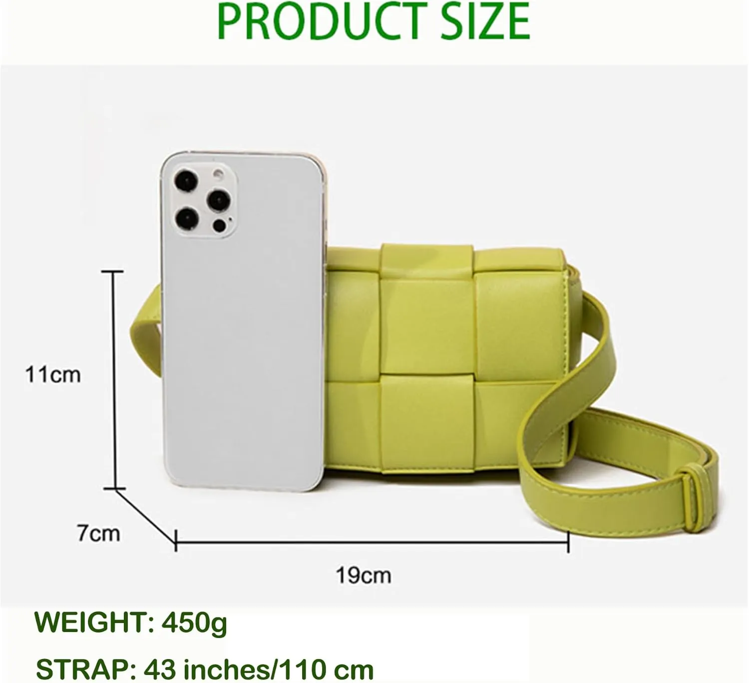 Mini Woven Purse Crossbody, Waist Pack Belt Bag with Adjustable Belt, Fanny Packs Purse Shoulder Handbags (WHite)