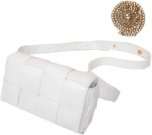 Mini Woven Purse Crossbody, Waist Pack Belt Bag with Adjustable Belt, Fanny Packs Purse Shoulder Handbags (WHite)