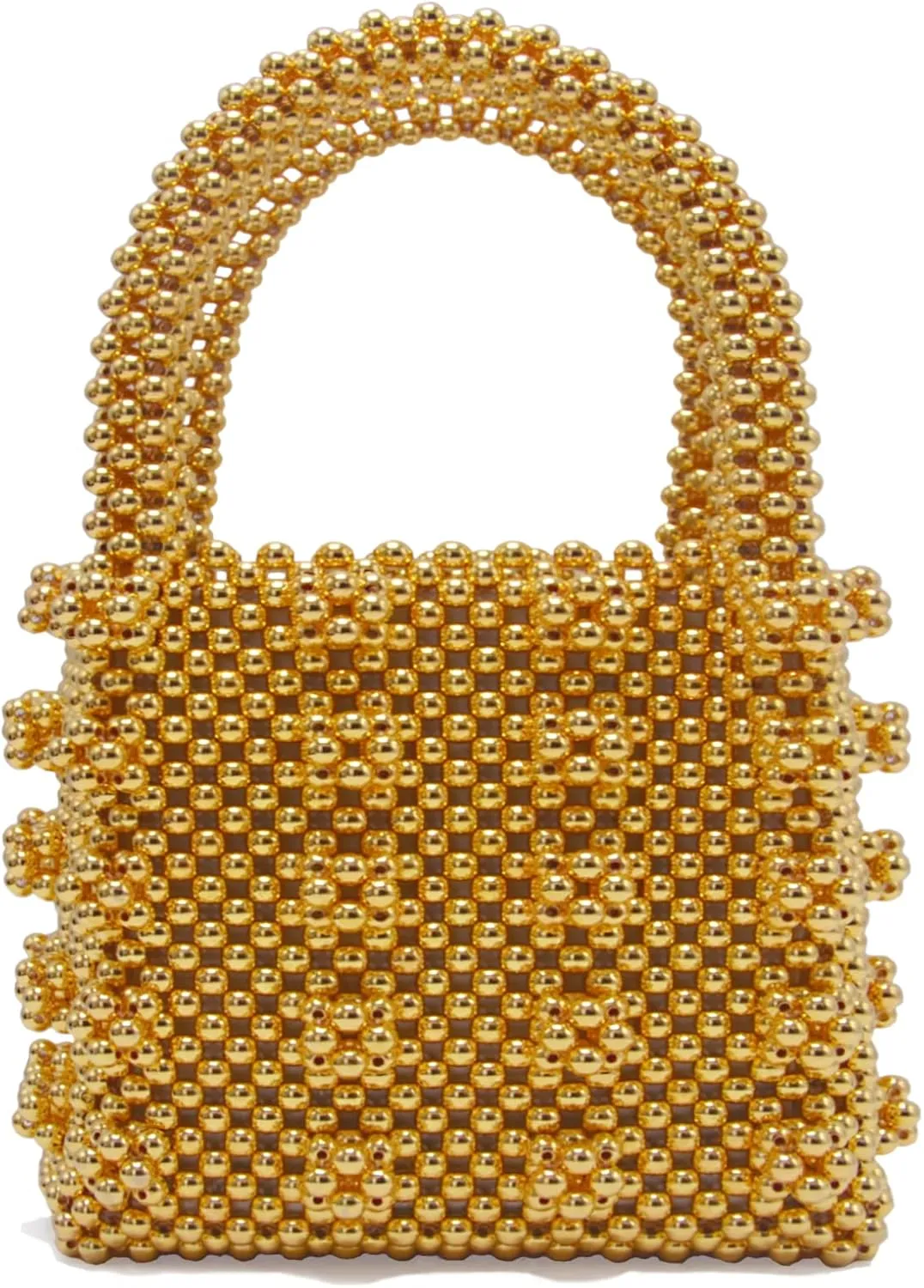 Miuco Womens Beaded Handbags Handmade Weave Crystal Pearl Tote Bags
