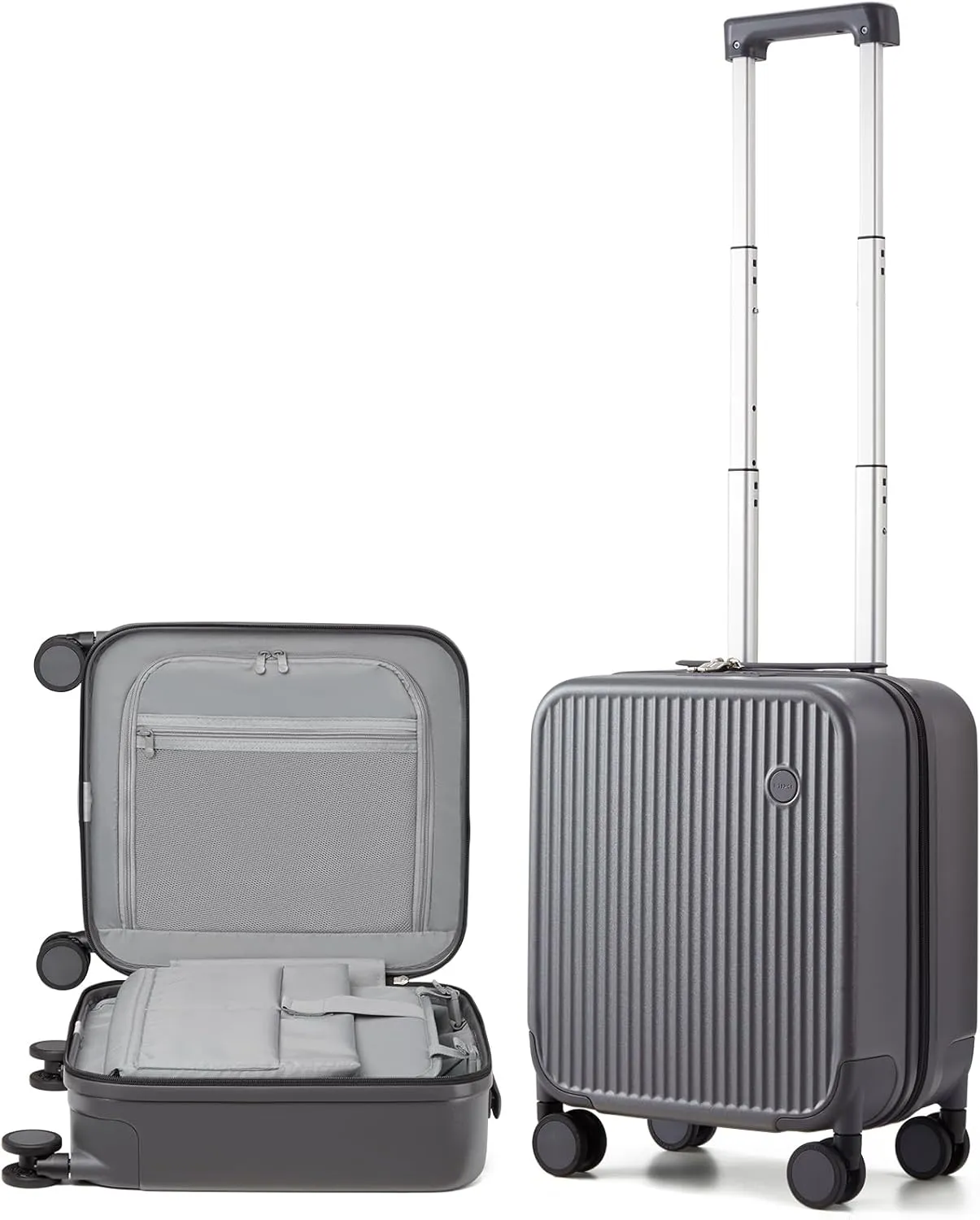 mixi Carry on Luggage 16 Inch Underseat Hardshell PC Suitcase with Spinner Wheels TSA Lock for Travel, Rock Grey