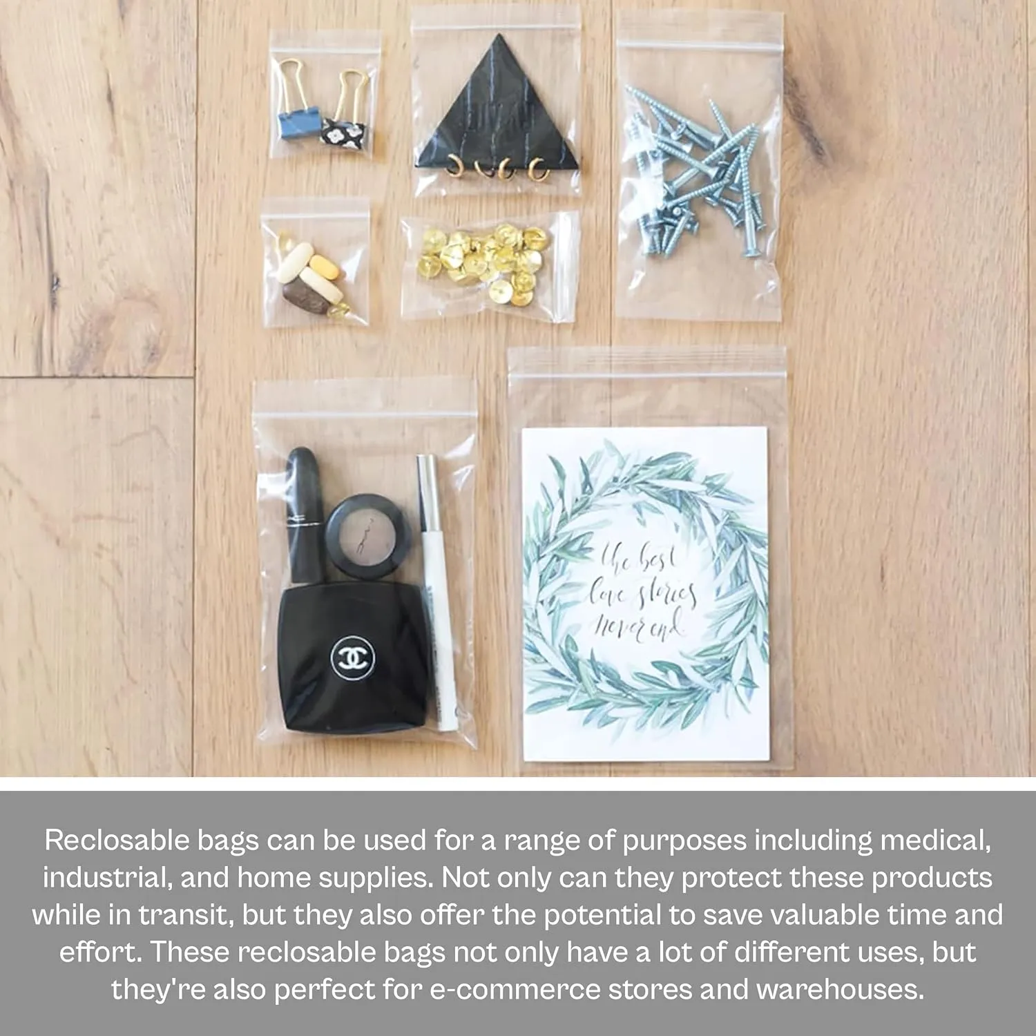 MMBM Resealable Poly Bag, 16x20 Inch, 500 Pack, 4 Mil, Clear, Lock Seal Zipper, Reclosable Zip Plastic Baggies