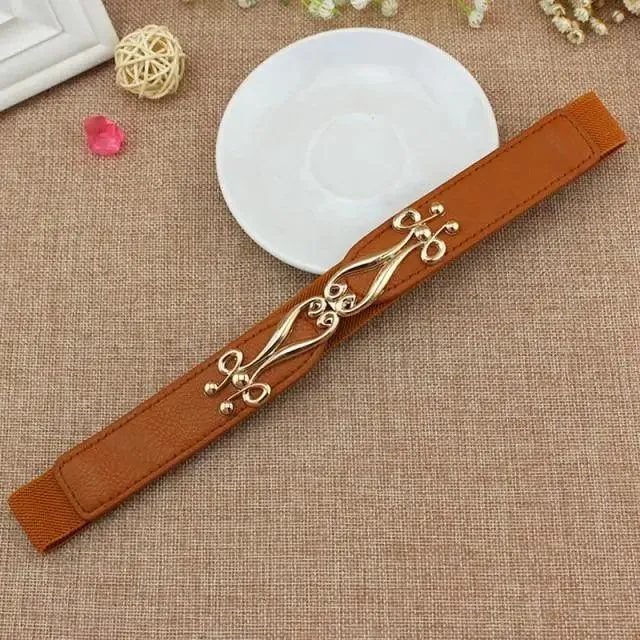 Modern Wide Fabric Strap Silver Metal Buckle Belts For Women Trendy Fashion Stretchable Classic Belts