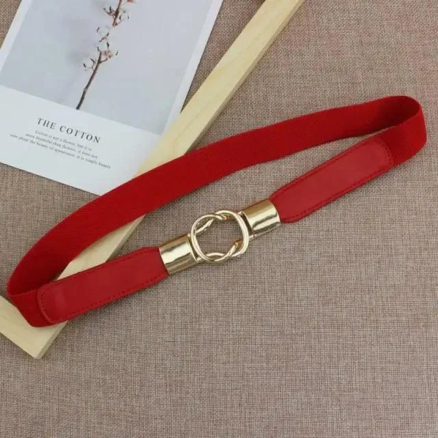 Modern Wide Fabric Strap Silver Metal Buckle Belts For Women Trendy Fashion Stretchable Classic Belts