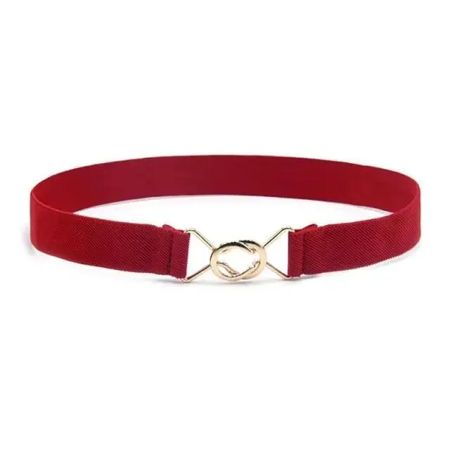 Modern Wide Fabric Strap Silver Metal Buckle Belts For Women Trendy Fashion Stretchable Classic Belts