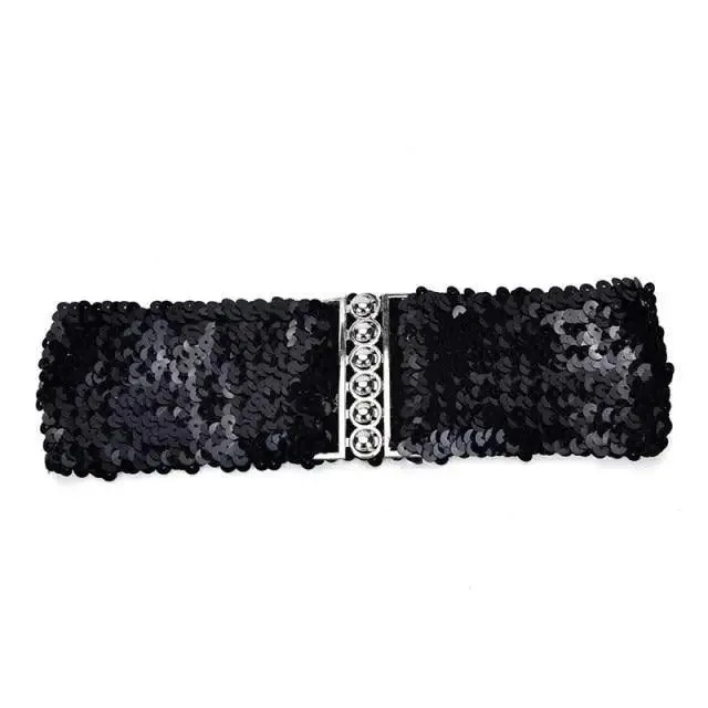Modern Wide Fabric Strap Silver Metal Buckle Belts For Women Trendy Fashion Stretchable Classic Belts