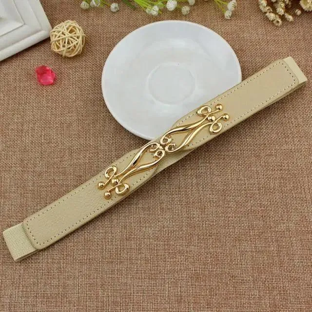 Modern Wide Fabric Strap Silver Metal Buckle Belts For Women Trendy Fashion Stretchable Classic Belts