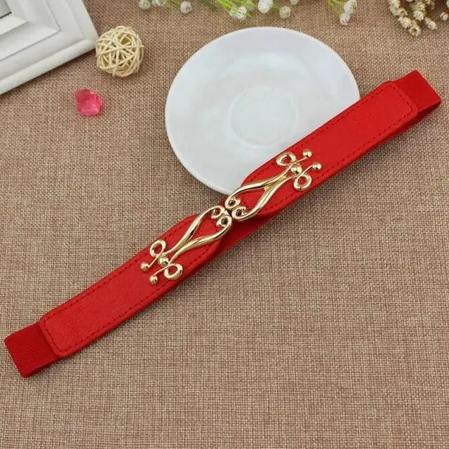 Modern Wide Fabric Strap Silver Metal Buckle Belts For Women Trendy Fashion Stretchable Classic Belts