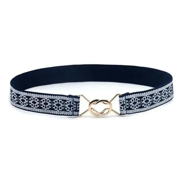 Modern Wide Fabric Strap Silver Metal Buckle Belts For Women Trendy Fashion Stretchable Classic Belts