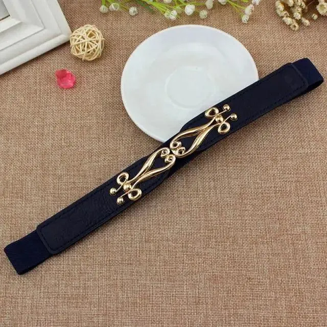 Modern Wide Fabric Strap Silver Metal Buckle Belts For Women Trendy Fashion Stretchable Classic Belts