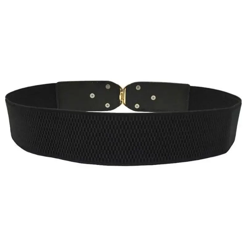 Modern Wide Fabric Strap Silver Metal Buckle Belts For Women Trendy Fashion Stretchable Classic Belts