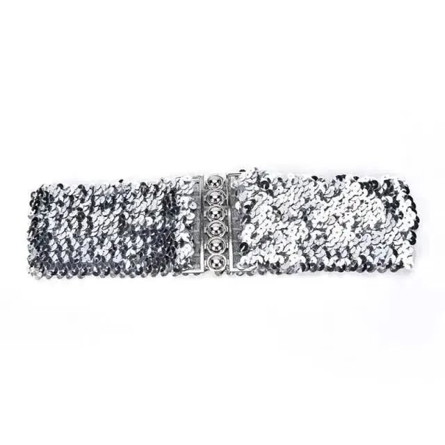 Modern Wide Fabric Strap Silver Metal Buckle Belts For Women Trendy Fashion Stretchable Classic Belts