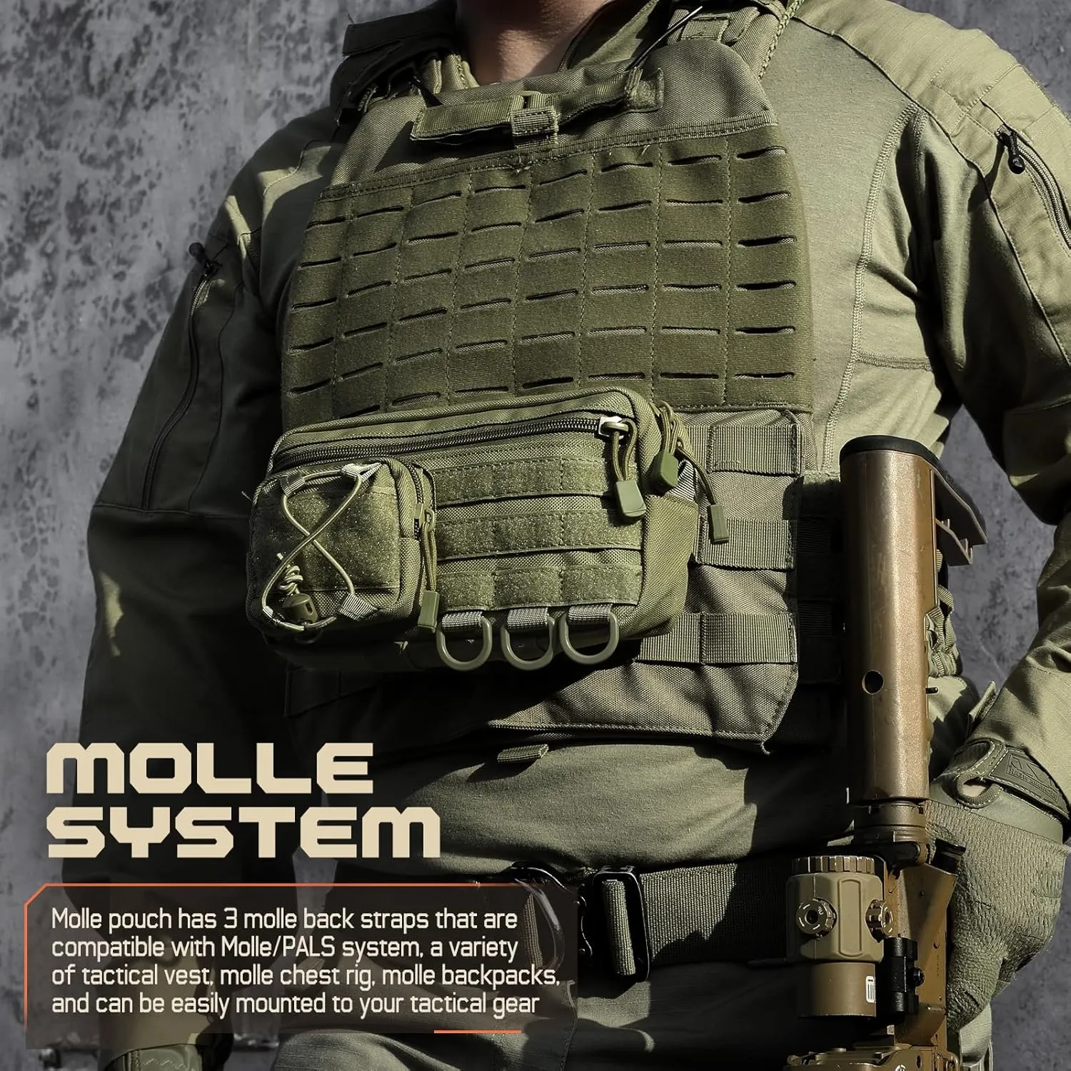 Molle Admin Pouch for Tactical Backpack, EDC Tool Pouch Organizer, Tactical Admin Pouch Molle, Belt Zipper Utility Waist Bag, Horizontal Phone Pouch with US Flag Patch