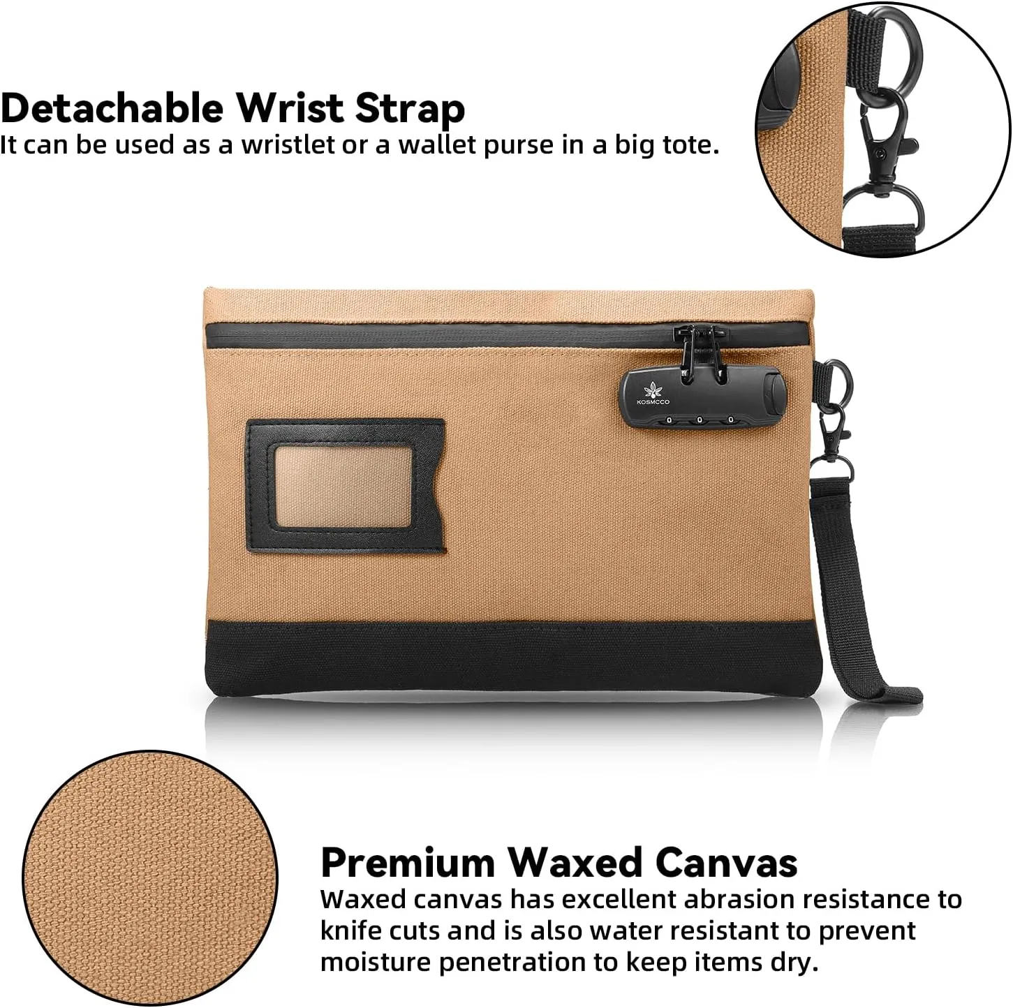 Money Bag with Lock, 11.8 x 7.9 Inches Durable Canvas Cash Pouch Bank Bag for Cash, Passports, Notary Supplies, Medicine, Valuable Storage, Orange