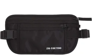 Money Belt for Travel - Hidden Travel Pouch Protect Your Credit and Money With RFID Blocking Passport Holder Waist Wallet (Black)
