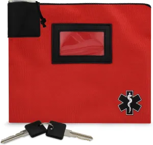 MonMed Locking Storage Box Medicine Box Pill Organizer Travel Medicine Bag with Lock and Key Lock Bag Pouch in Red