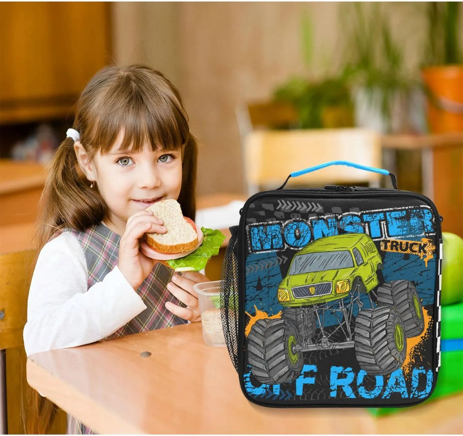 Monster Truck Kids Lunch Box for Boys Girls Insulated Lunch Box Reusable Lunch Tote Kit for School Travel