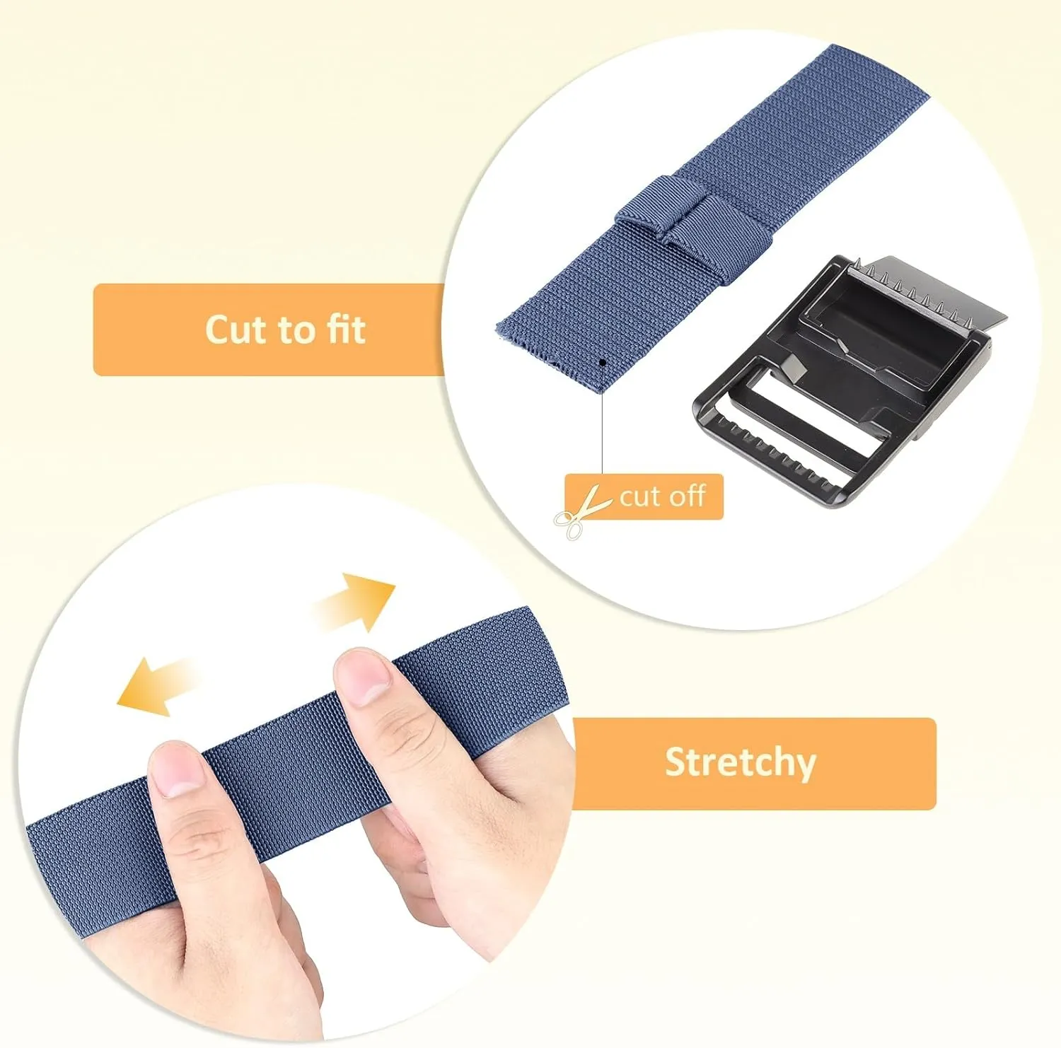 moonsix Cut to Fit Nylon Web Stretch Belt for Men, Adjustable Outdoor Hiking Casual Elastic Waist Belt with Alloy Buckle