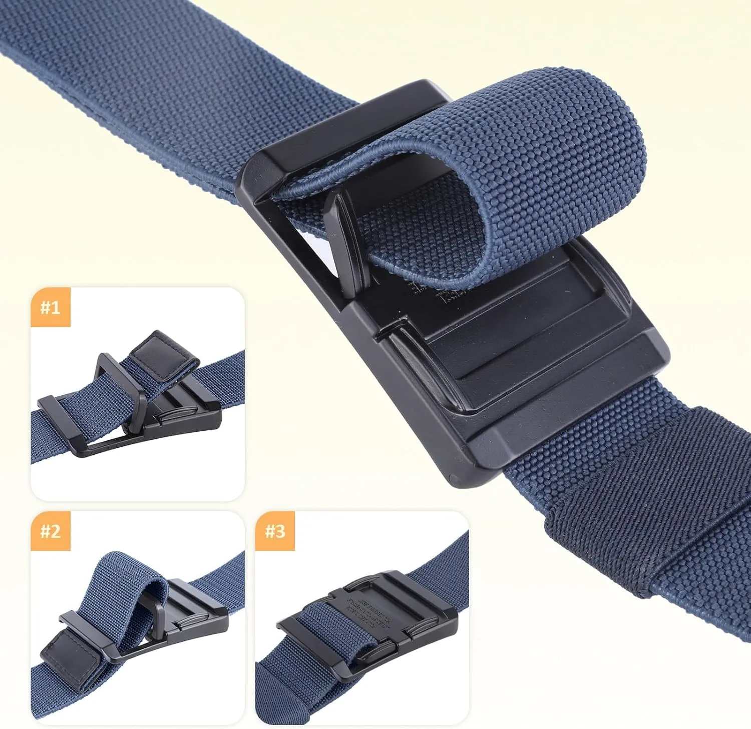moonsix Cut to Fit Nylon Web Stretch Belt for Men, Adjustable Outdoor Hiking Casual Elastic Waist Belt with Alloy Buckle