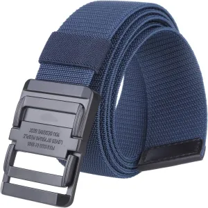 moonsix Cut to Fit Nylon Web Stretch Belt for Men, Adjustable Outdoor Hiking Casual Elastic Waist Belt with Alloy Buckle