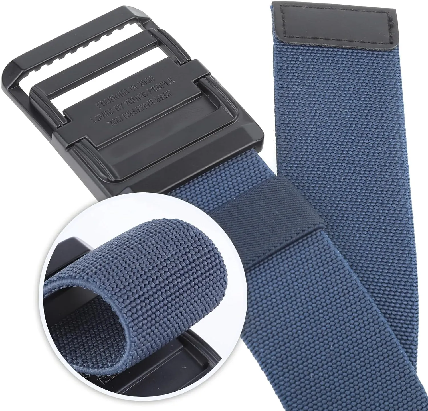 moonsix Cut to Fit Nylon Web Stretch Belt for Men, Adjustable Outdoor Hiking Casual Elastic Waist Belt with Alloy Buckle
