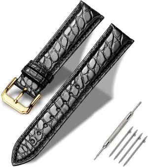 Moran Alligator Leather Quick Release Watch Band 18mm 19mm 20mm 22mm 23mm 24mm Replacement Genuine Crocodile Leather Loop SmartWatch Strap for Men Women