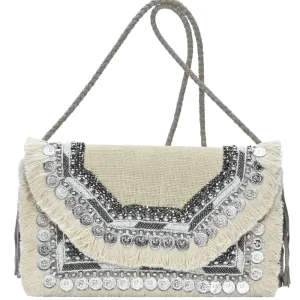 Moroccan Nights Embellished Straw Clutch